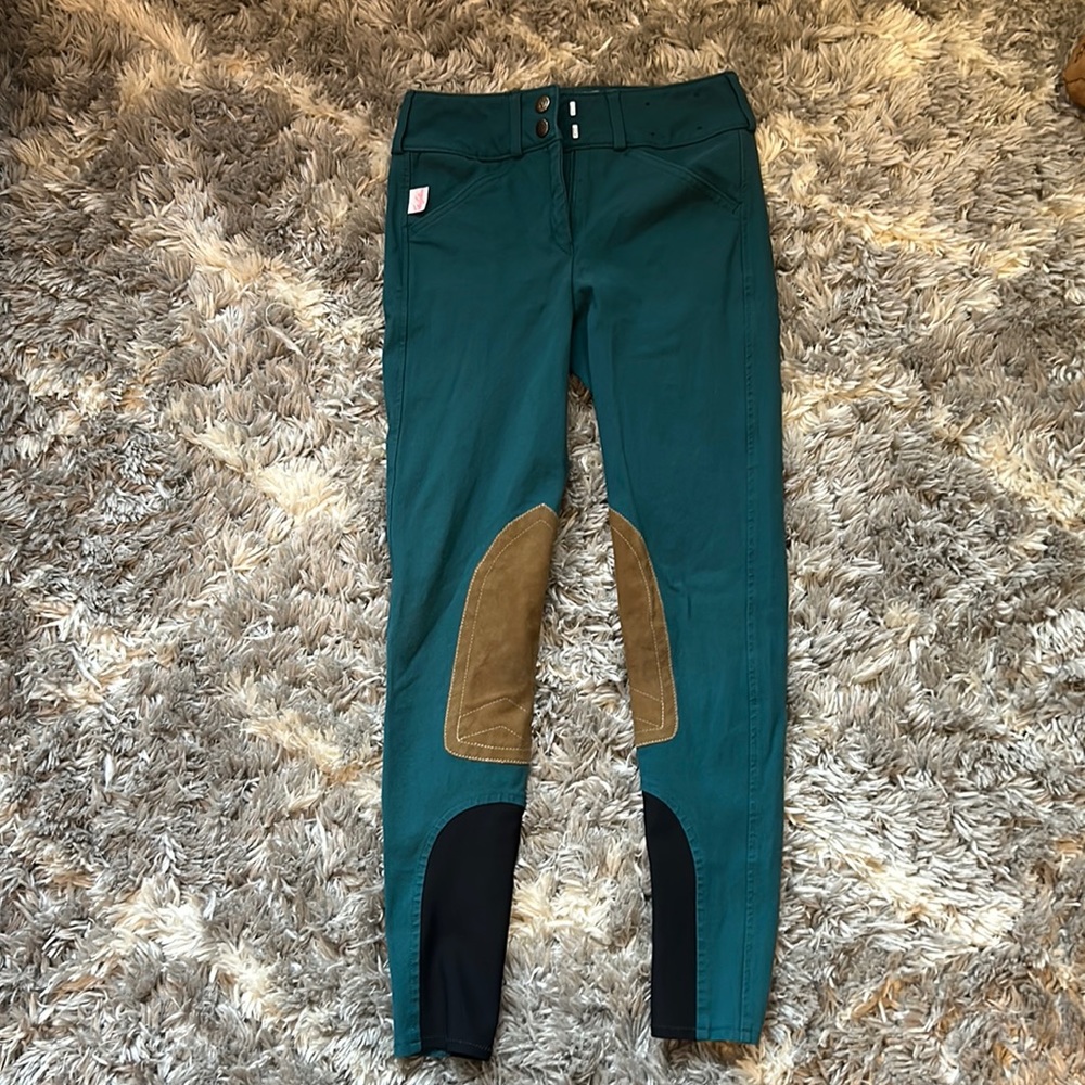 Girls tailored sportsman sock bottom breeches - teal green